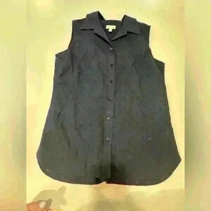 Talbots  Navy Sleeveless Button Down With Anchor Design Size Small Petite